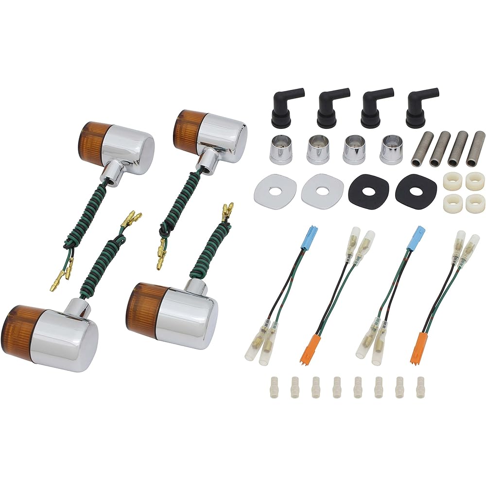 POSH Motorcycle Supplies Turn Signal Kit Slim Sharp Type Turn Signal Kit W800 (2011-2016) Plated Body/Orange Lens 043091-53