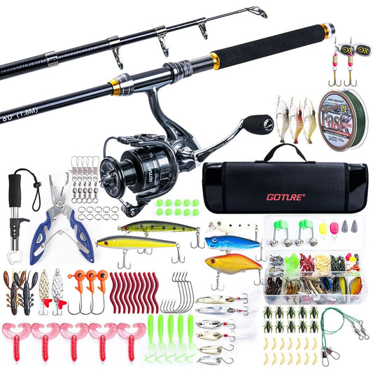 Goture Fishing Set 1.8m Spinning Rod No. 3000 Fishing Rod Set Throw Fishing Rod Portability Storage Swing Type Throw Fishing Breakwater River Lake Freshwater Sea Small Throw Fishing