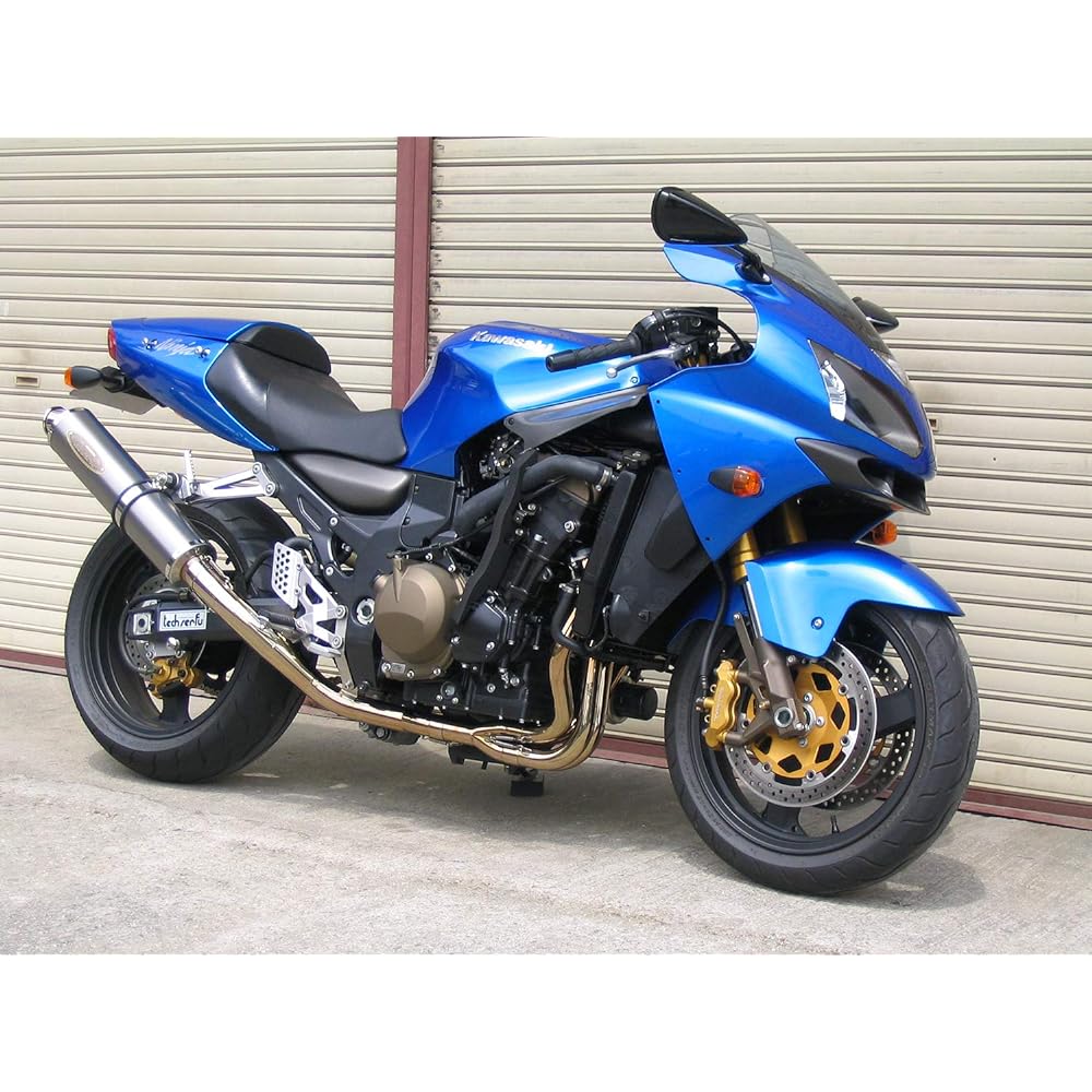 Techserfu ZEEX Full Exhaust for ZX12R (B Type) Vehicle Inspection Compatible Exhaust Gas Test Report Included Stainless Steel Machine Bent Full EX φ110×480L Solid Titanium Silencer T21-KC12-0205
