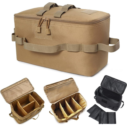 Gear Case Storage Box Outdoor Camping Equipment Soft Container Bag Shock Absorption [3 Dividers] Compact Lightweight Peg