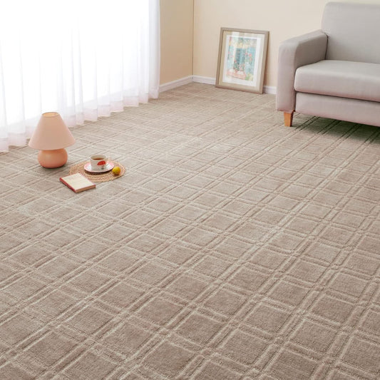 Hagiwara carpet, gray, 6 tatami mats, approximately 261 x 352 cm, "Shion", antibacterial, odor resistant, cut OK, Scandinavian, modern, checkered pattern, hot compatible, made in Japan