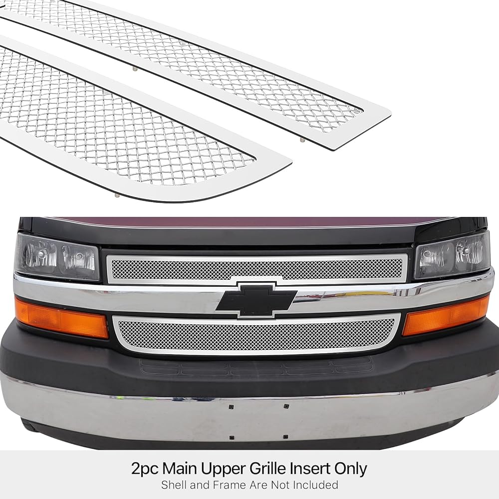 APS C76436T Chevrolet Explest Ban 2003-2020 Main Upper Steel Steel Chrome Mesh Grill Insert