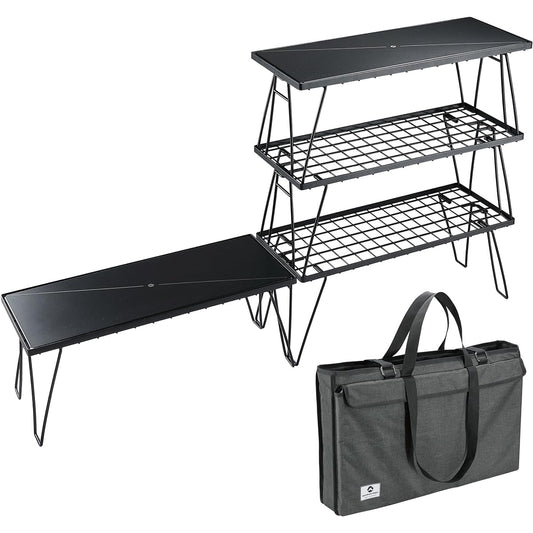 CAMPING MOON Camping Rack Outdoor Mesh Rack Minimal Rack MINIMAL RACK 4 Piece Set with Aluminum Top Plate T-229-4TM2