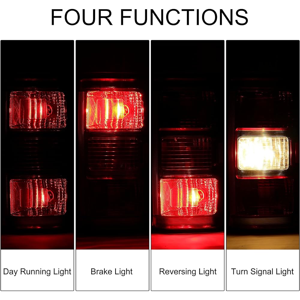 HECASA Tail Light Pair 2018-2020 Ford F-150 Taill Light left and right replacement JL3Z-13405-H JL3Z-13404-H Red Lens & Chrome Housing Plastic