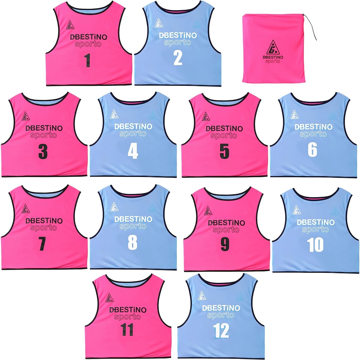 D-BESTINOsporto Multi Sports Adult Free/Junior Free Reversible Bibs Set of 12