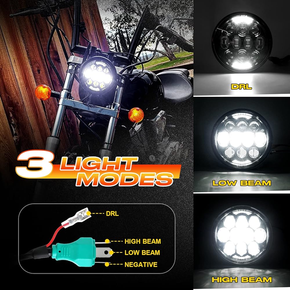 2017 Latest 80W Oslam Chip 5-3/4 inch 5.75 inch Round LED Project Day Maker Headlight Harley Davidson Auto Bay Black