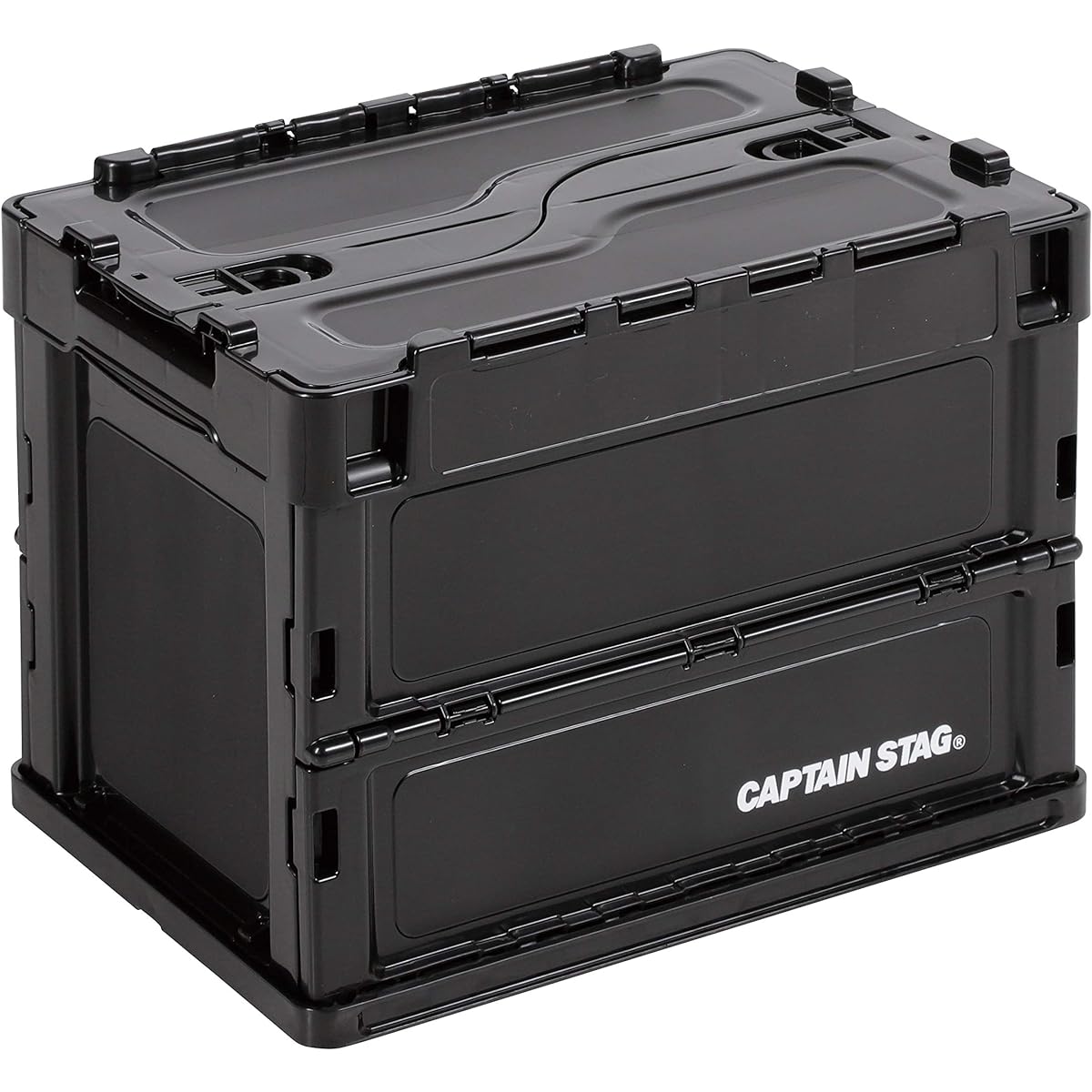 Captain Stag (CAPTAIN STAG) Oricon Folding Container with Flap FD Container with Lock Lid [Capacity 20L/49.5L/51.3L] Made in Japan Black UL-1068/UL-1069/UL-1076