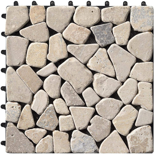 Sanka Rain and Wind Resistant Natural Stone Joint Tile Panel for Veranda Balcony Terrace (Natural Marble Color) (30.5 x 30.5 x 3cm)