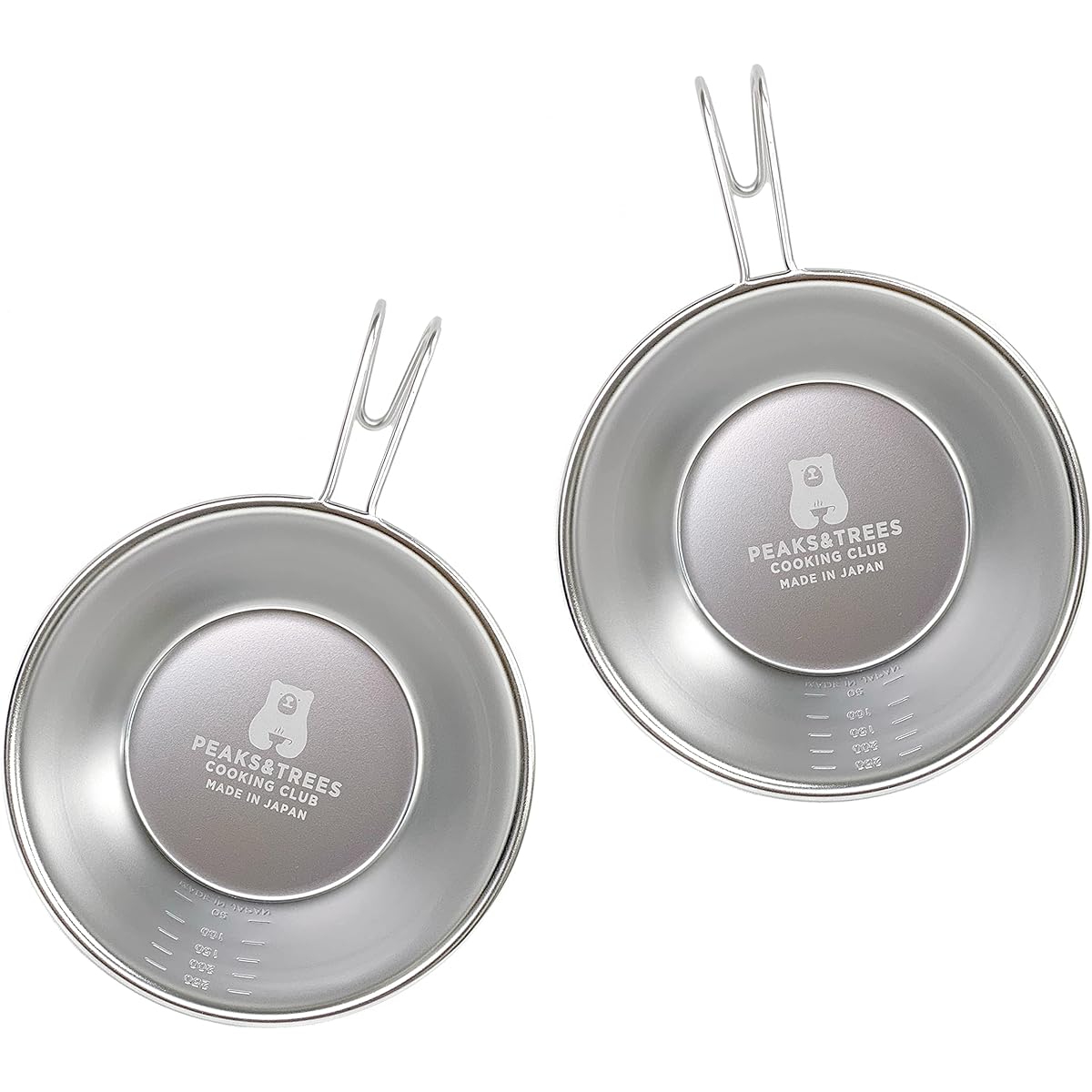 PEAKS&TREES PEAKS&TREES Shella Cup Stainless Steel Made in Japan Direct Fire OK with Scale Made in Tsubame Sanjo Bear Pattern 330ml Camping Outdoor Cooker Lightweight Stacking Storage Tableware Cookware