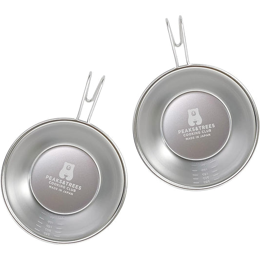PEAKS&TREES PEAKS&TREES Shella Cup Stainless Steel Made in Japan Direct Fire OK with Scale Made in Tsubame Sanjo Bear Pattern 330ml Camping Outdoor Cooker Lightweight Stacking Storage Tableware Cookware