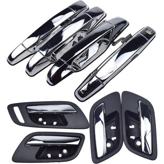 Car Parts Cadillac Escalade 6.0L 6.2L 2007-2013 8 Indoor door handle Front Rear left right and right LH RH driver seat passenger seat side car parts (color: Chrome outside kit)