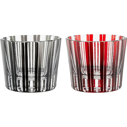 NARUMI Pair Glass Glass Works Zodiac Sign (Tiger) Black & Red 120cc 2 Customer Set Cold Sake Cup GW6000-2222