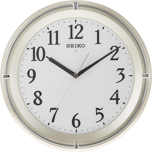 Seiko Clock Wall Clock Automatic Lighting Radio Wave Analog Visible at Night Light Gold Pearl KX381S