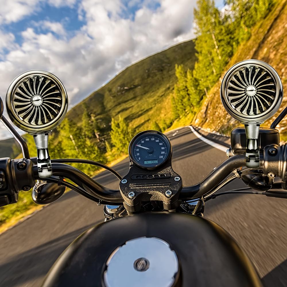 Motorcycle Explosive Audio 4 Inch Waterproof Plated Speaker 4ch Max 1000W Compact 4 Channel Amplifier iPhone iPod MP3 Android Smartphone Harley Majesty 125 PCS Address v125 v125g Forza Fusion Magzam Skywave PCX125 Moped Dio Jog Big Scooter