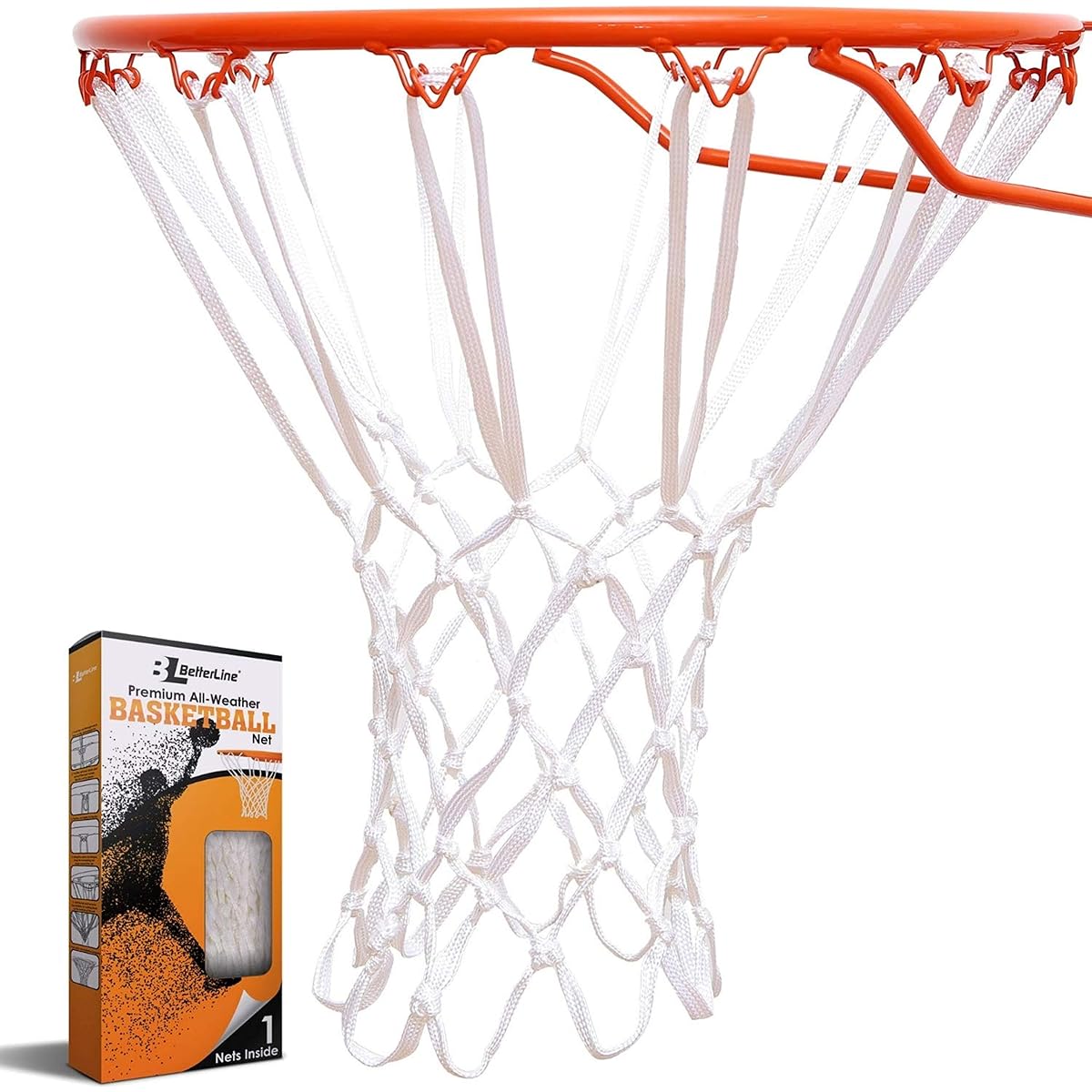 Better Line Premium Quality Professional Basketball Net All Weather Heavy Duty Thick Net (12 Loops)
