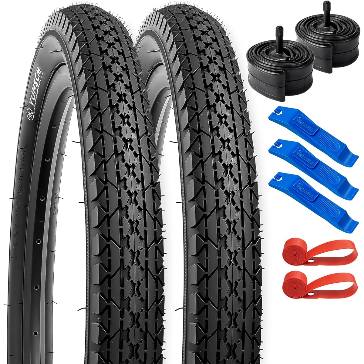 Set of 2, 20x2.125 Tire, 20x2.125 57-406 Bicycle Tire + 20x1.75/2.125 Tube American Valve 32mm + Rim Tape + Tire Lever, Tire 20x2.125, Children's Bicycle Tire 20x2.125, Mountain Bike Tire 20x2. 125,20 inch tire 2.125,Y-1146