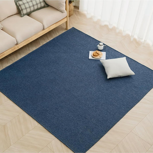 Sun Deco Rug Carpet, 3 Tatami Mats, 185x235cm, Rug Mat, Herringbone Pattern, Suitable for Spring and Summer, Non-Slip, Washable, Living Room Mat, All Seasons, Geometric Pattern, Gray