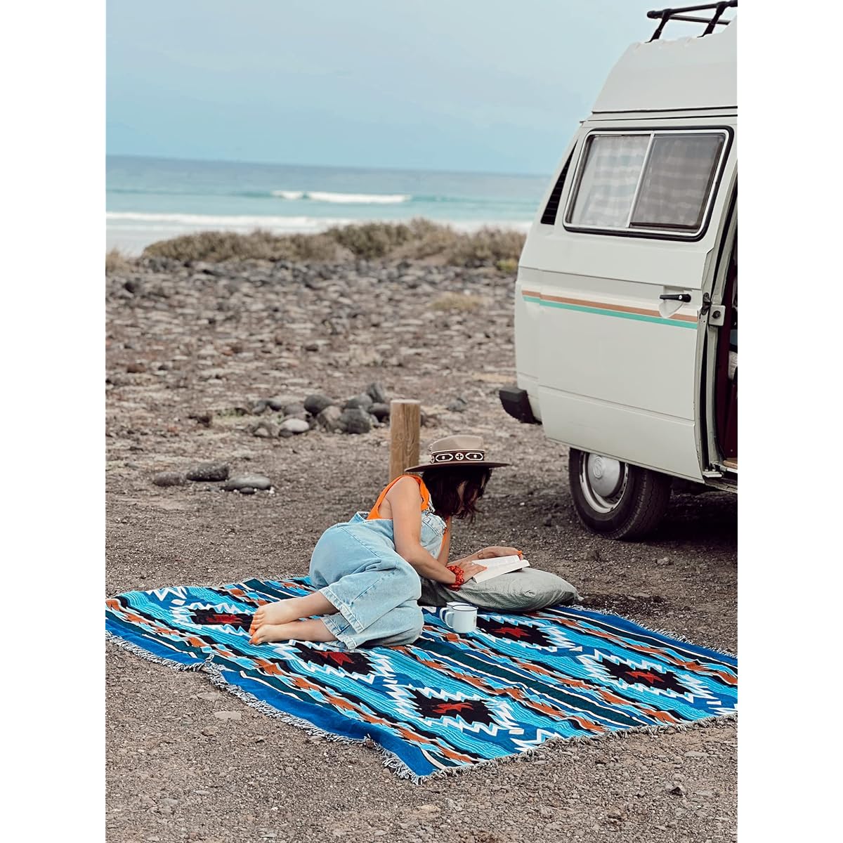 Peel Forest Camp Cot, Native Pattern Navajo Aztec Rug Tribal, Blanket Outdoor, Rug Picnic Blanket, Multi Cover (160X220cm)...