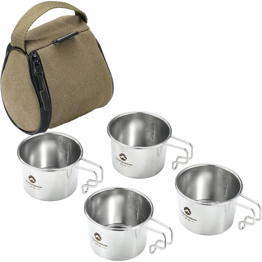 CAMPING MOON Camping Coffee Solo Mug S Mug 160ml 4 Piece Set with Canvas Case SOLO MUG S-180-4P+B