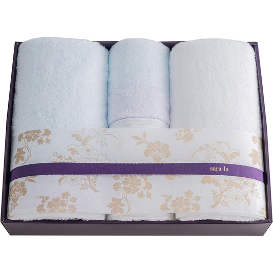 Imabari Towel Gift sara-la "irodori" 2 bath towels 2 face towels Blue/White Made in Japan