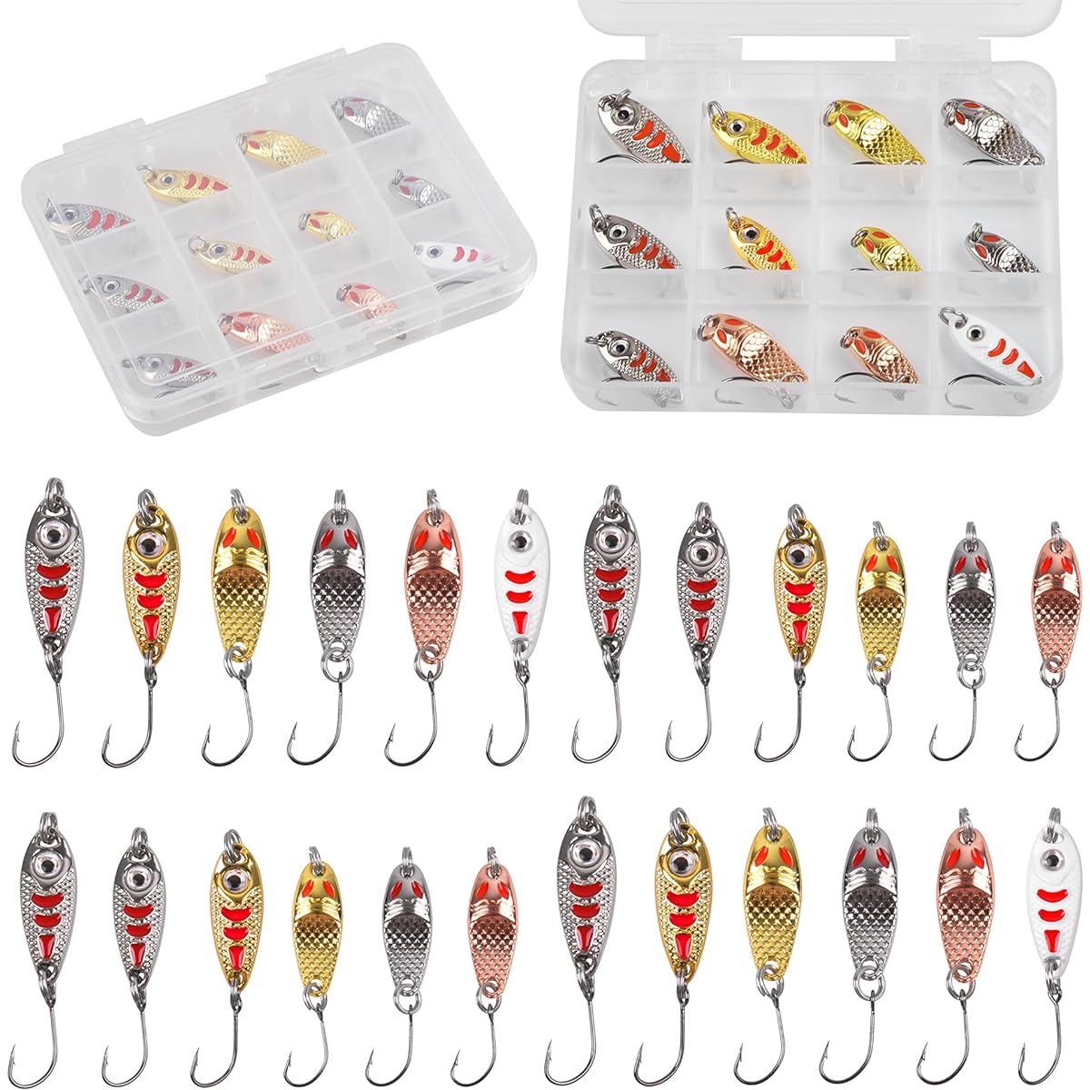 Fishing Spoon Trout Mountain Stream Lure Spoon Set 2g 2.5 3g 5g Zinc Alloy Blade Fishing Tube Fishing Lure Set Yamame Char Wide Spoon Spoon Yamame Lure Set Mountain Stream Lure