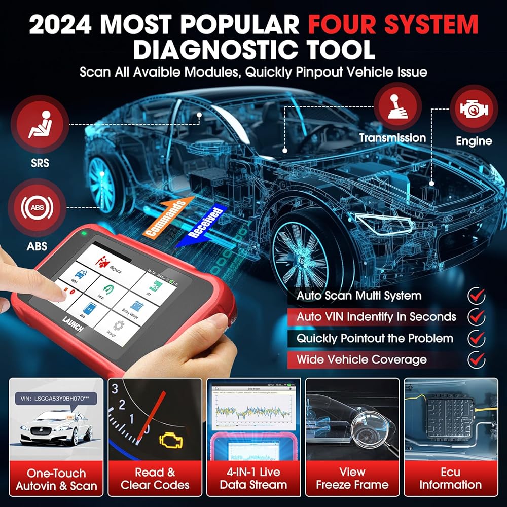 LAUNCH CRP123E OBD2 Scanner Engine Slans Mission ABS SRS Scan Tool Code Leader Oil Reset SAS Reset Throttle Adapter Wi-Fi Update Automatic VIN Car Diagnosis Tool All model compatible version CRP123