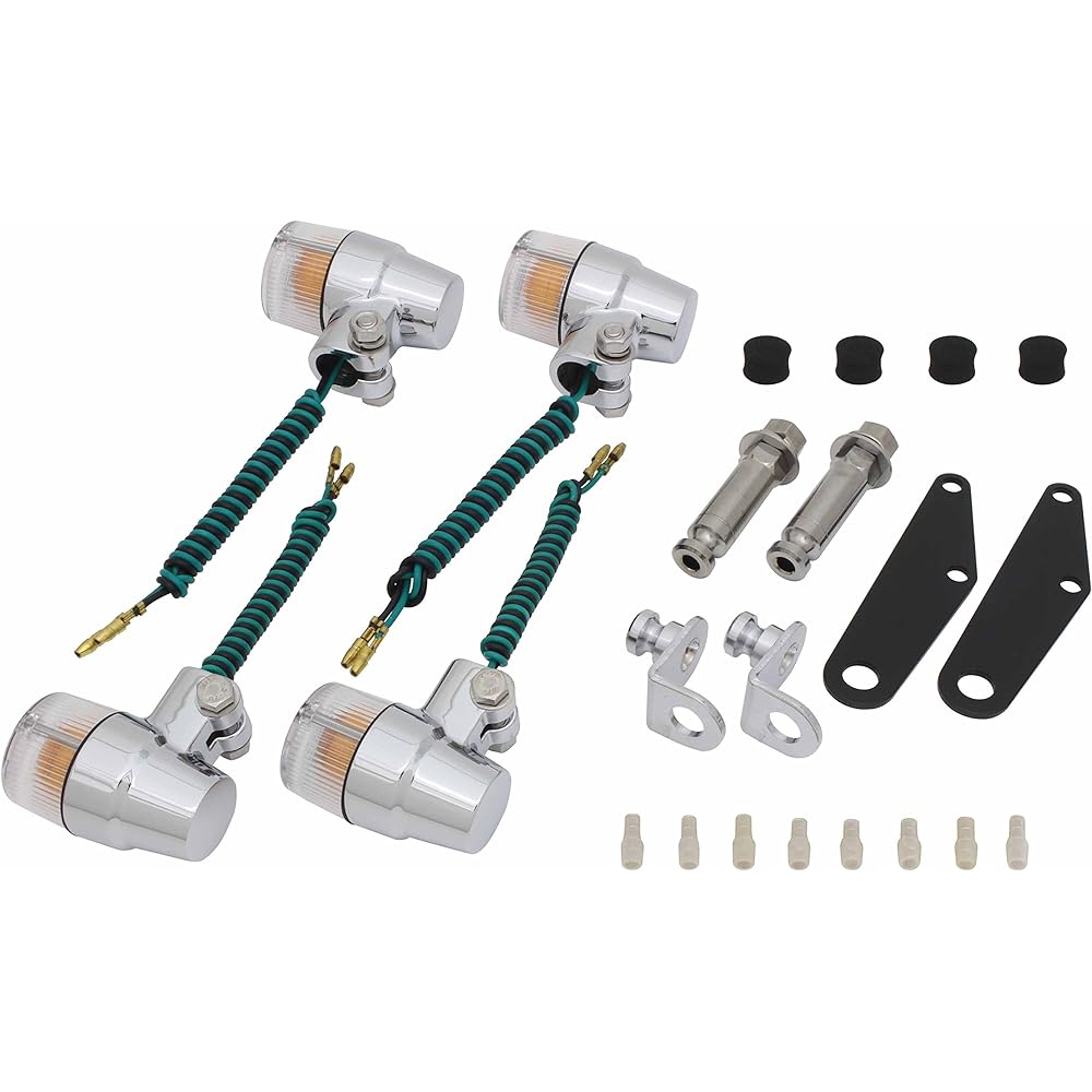 POSH Motorcycle Supplies Super Bike Mini Type Turn Signal Vehicle Specific Set FTR223/D(~'07) Plated Body/Orange Lens 059032-33