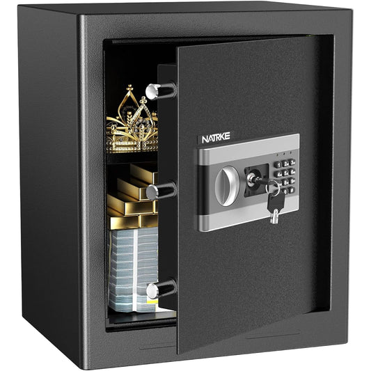 NATRKE Electronic Safe with Numeric Keypad Type, Security Safe with Emergency Key, For Home, Shops, Hotels, Wall Mounted, Alarm Alarm, Suitable for Offices, Inns and Stores, 1.6 gal (43 L)