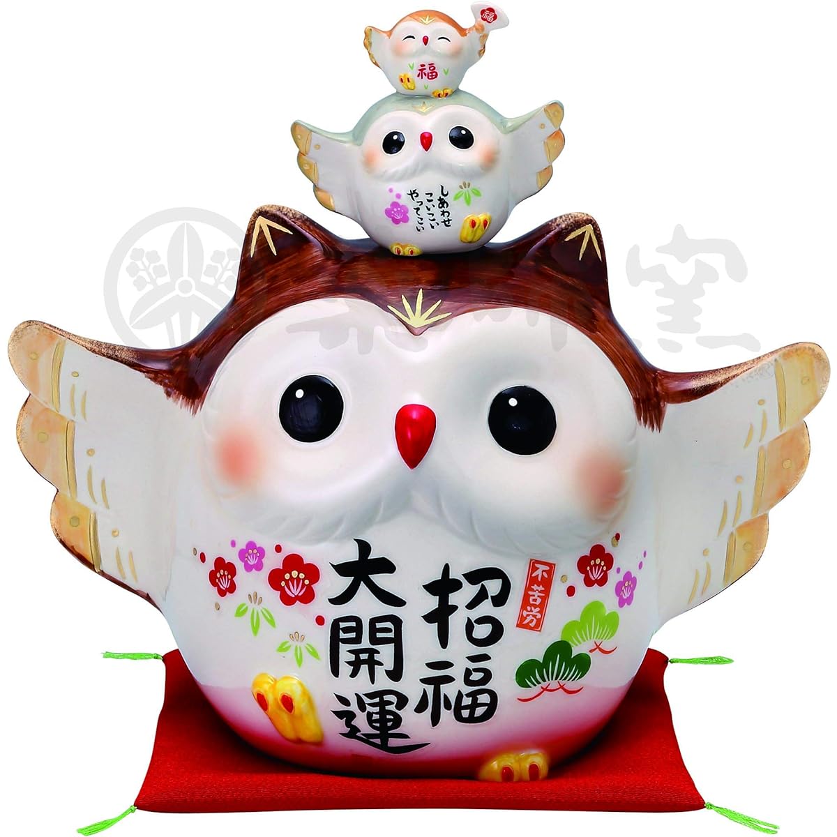 Yakushi Kiln Ayae Lucky Parent and Child Owl (Extra Large) (Piggy Bank)