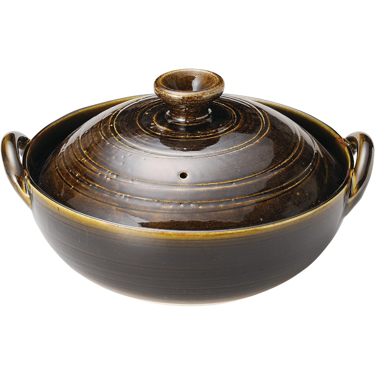 Banko-yaki earthenware pot, cooking pot, No. 9, for 3-4 people, approx. 2400ml, Oribe Tenmoku, open flame compatible, made in Japan 15776
