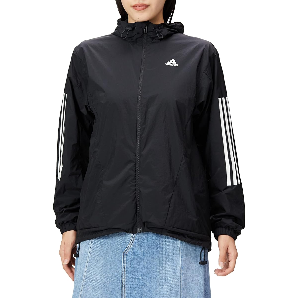 Adidas F6935 Women's Jersey Top 24/7 Regular Fit Windbreaker Jacket
