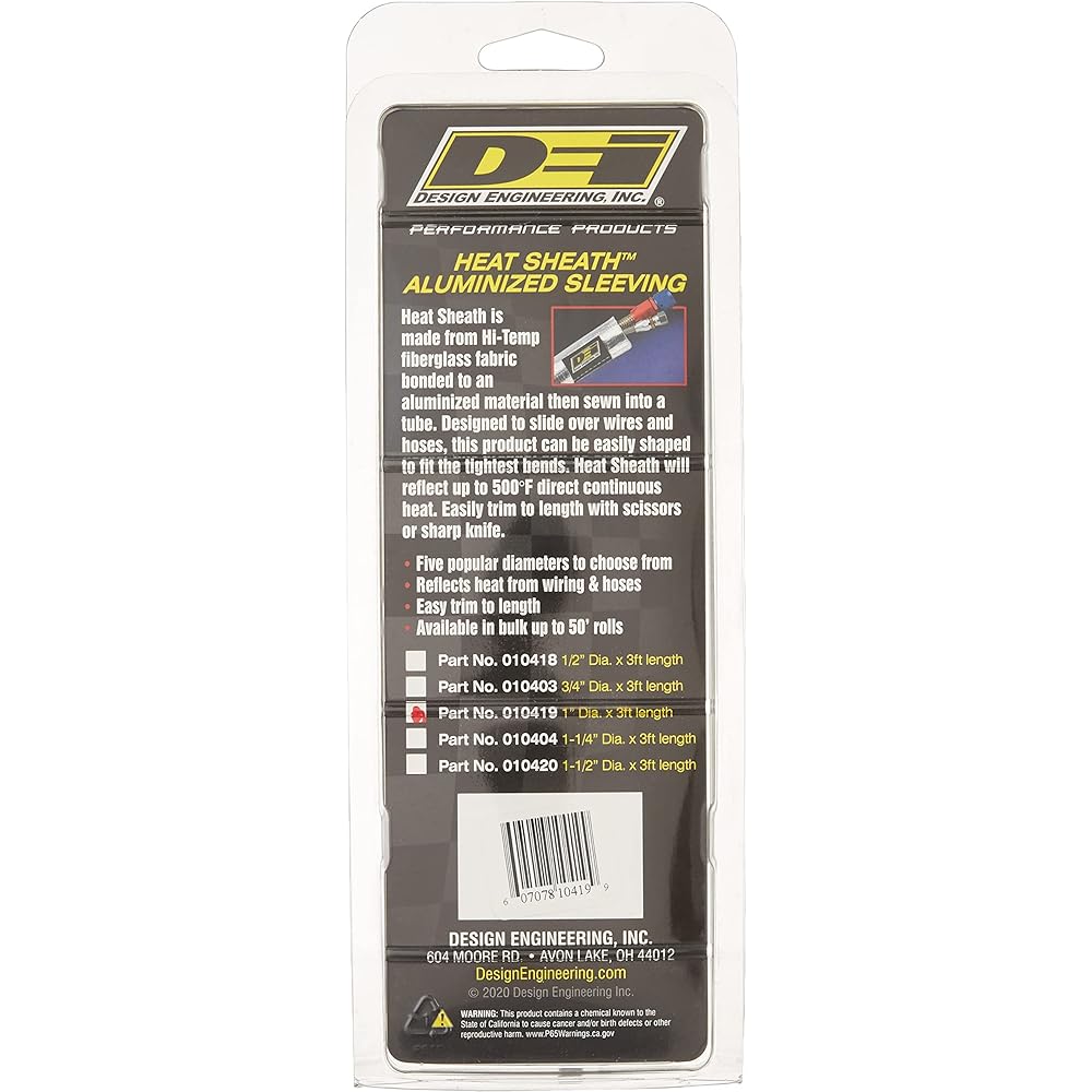 Design Engineering 010418 Heat Shies -Aluminum Sleeve 1 "I.D. X 3FT 010419 for Ultimate Heat Protection