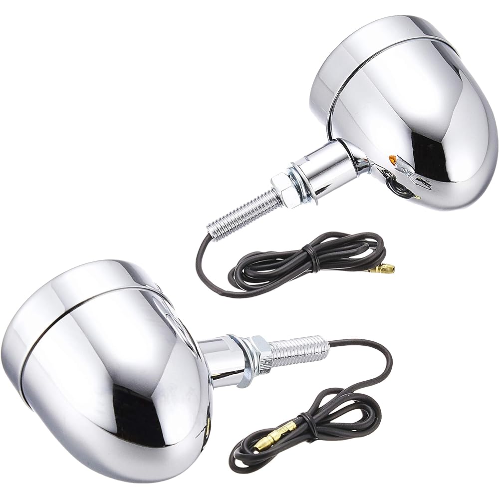 Kijima Motorcycle Bike Parts Turn Signal Lamp Vanette Small Plated Body/Amber Lens Single Set of 2 219-1016