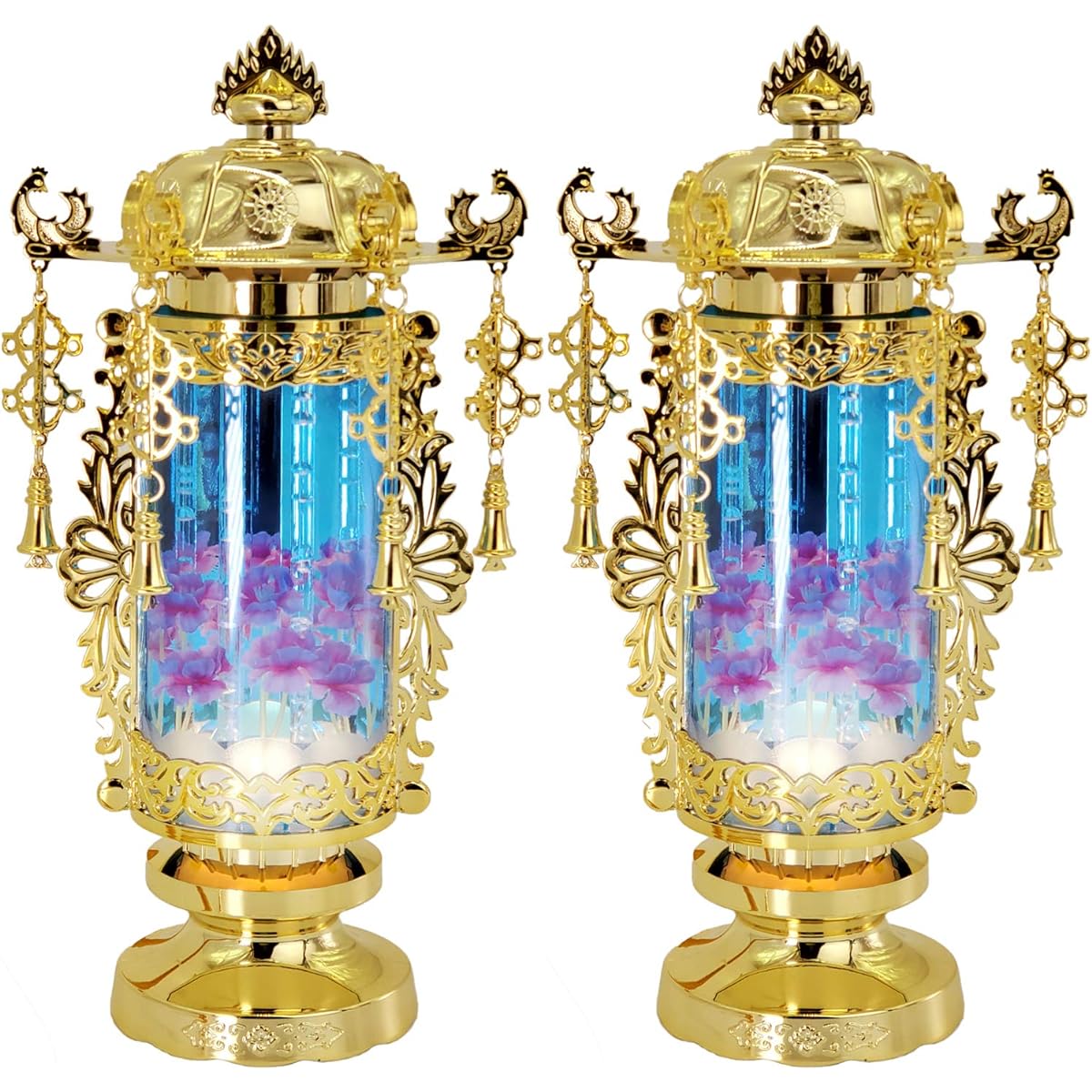 Lacquer product, Bon lantern, Spirit lantern, Bubble light, No. 5, Blue, pair