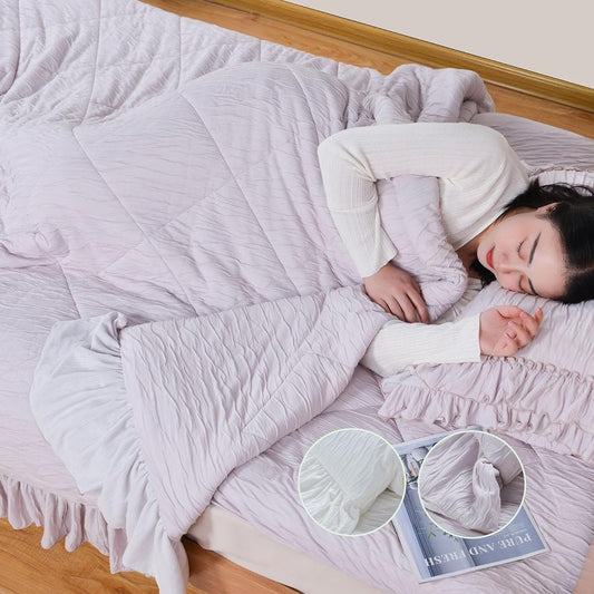 TOMODA LIFE Comforter, Single Ruffled, Skin Comforter, 100% Rayon, Fluffy, Marshma Locket, Stylish, Quilt Blanket, Summer, Blanket, All Season, Skin Comforter, Cloud Blanket, Washable, Low Holm,