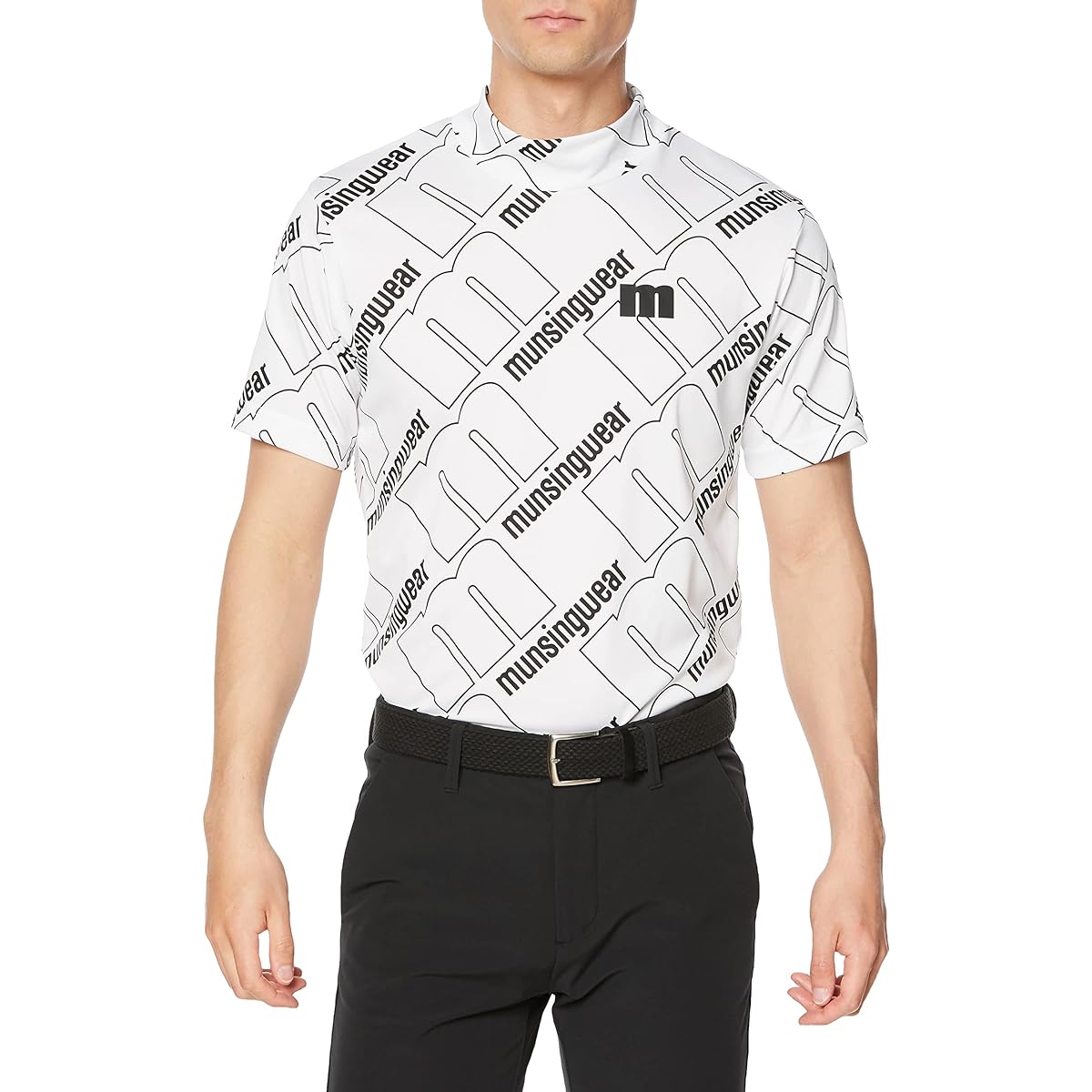 [Munsingwear] Short Sleeve Shirt [ENVOY] Sunscreen, Sweat Absorbent, Quick Drying, Thermal Insulation, Stretch, Allover Print, Mock Neck, Golf MEMVJA09 Men's
