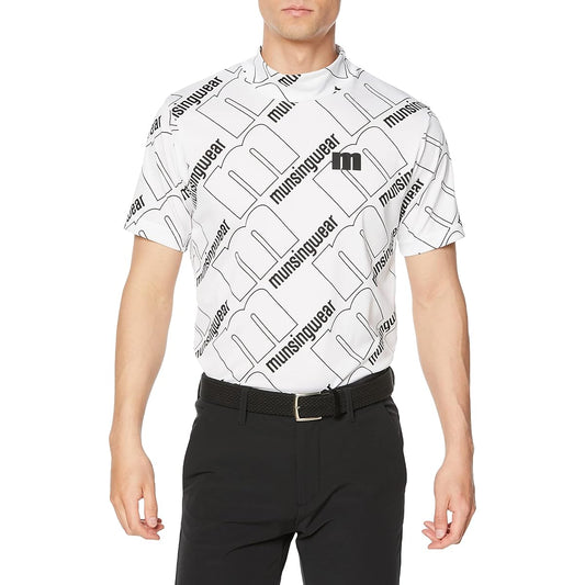 [Munsingwear] Short Sleeve Shirt [ENVOY] Sunscreen, Sweat Absorbent, Quick Drying, Thermal Insulation, Stretch, Allover Print, Mock Neck, Golf MEMVJA09 Men's