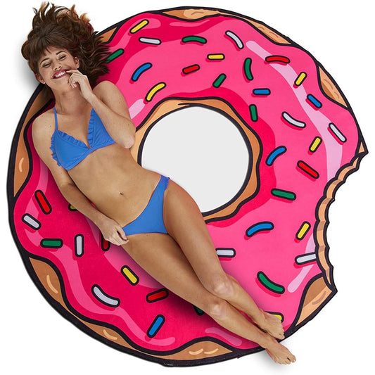 Large Round Cute Beach Towel BEACH Blanket Bath Towel Diameter 150cm (Strawberry Donut) BMT-BMBT−DO