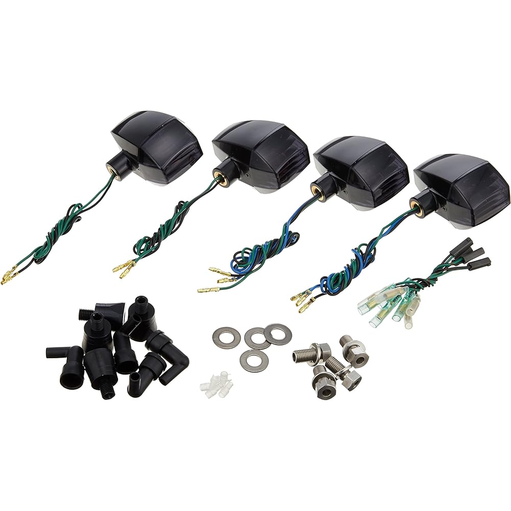 POSH Motorcycle Supplies Turn Signal ZR Type Crystal Cut Lens Car Model Specific Set GSX1400/Inazuma 1200/400/GSX400 Impulse ('99~~) Black Body/Smoke Lens 080487-06~