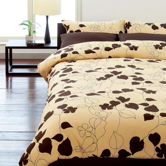 Nishikawa Mee 3 Step Cover Replacement, Easy, Short and Stress-free Duvet Cover, Double Brown, Full Open Zippers on Both Sides, Snap Closure, Snap Hook, Smooth 100% Cotton, Good Absorbency,