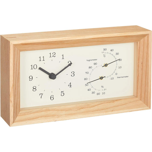 Lemnos Hanging Thermohygrometer Analog Frame Natural Wood FRAME Natural LC13-14 NT Lemnos
