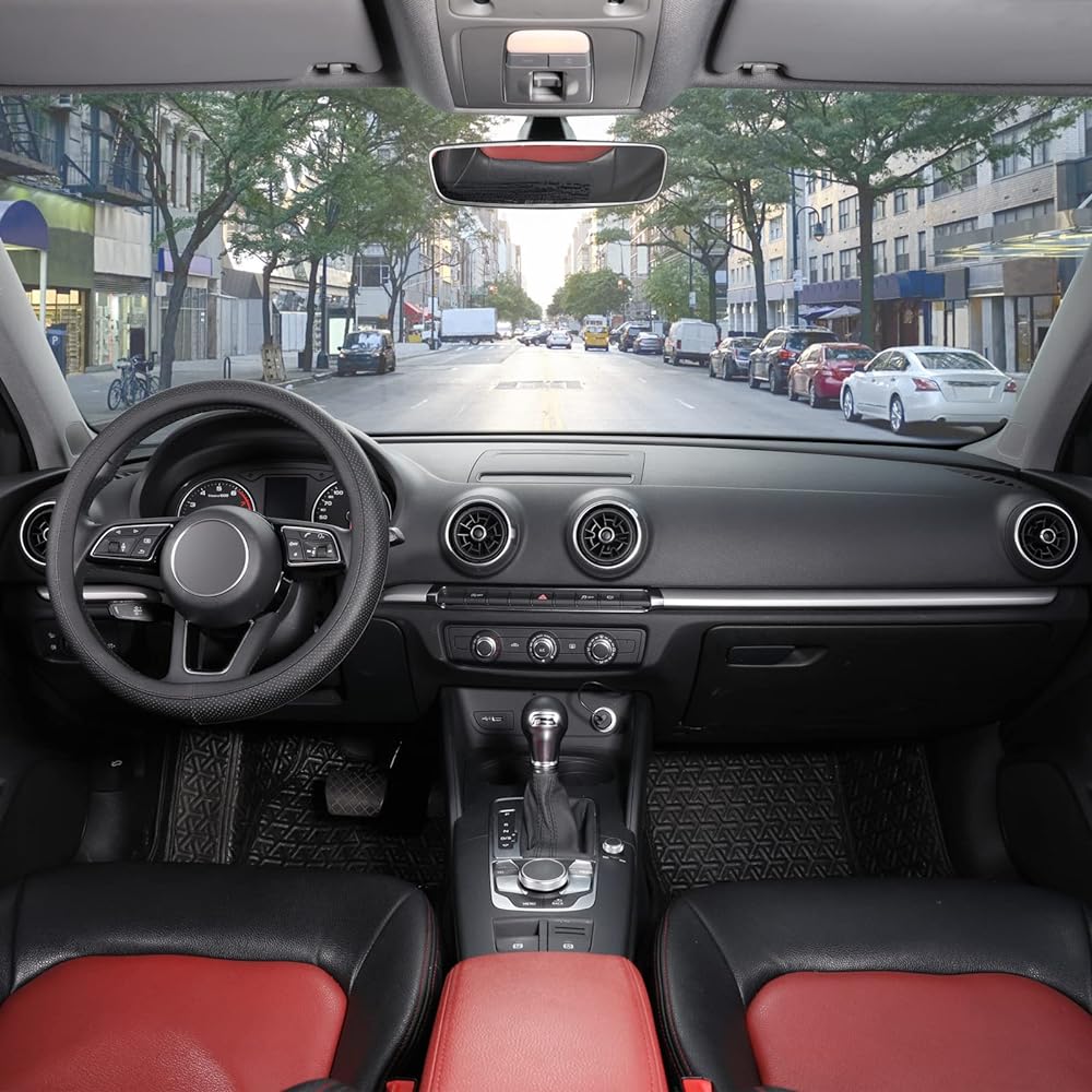 SEG Direct Steering Wheel Cover Auto Steering Wheel Cover Anti-Slip Microfiber Leather for Outer Diameter 35.5-36cm Black