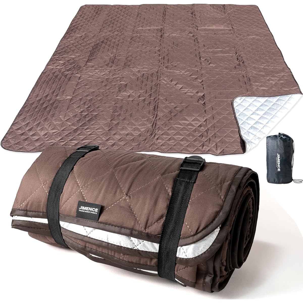 JIMENCE Leisure Sheet, Thick Tent Mat, Waterproof, Inner Sheet, Aluminum Deposition, Storage Bag Included, 200 x 200cm