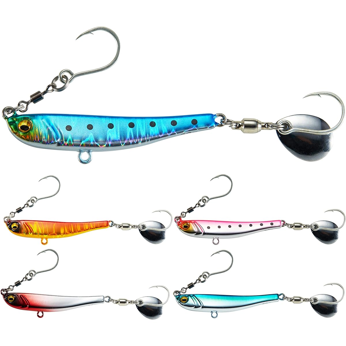 [KOKO Lure] Metal Jig Lure Blue Fish Spanish Mackerel Blade Jig 30g 40g 5 Color Set Sea Bass Lure Flounder Blue Fish Jig Spin Tail Jig KOKO Spanish Mackerel Blade