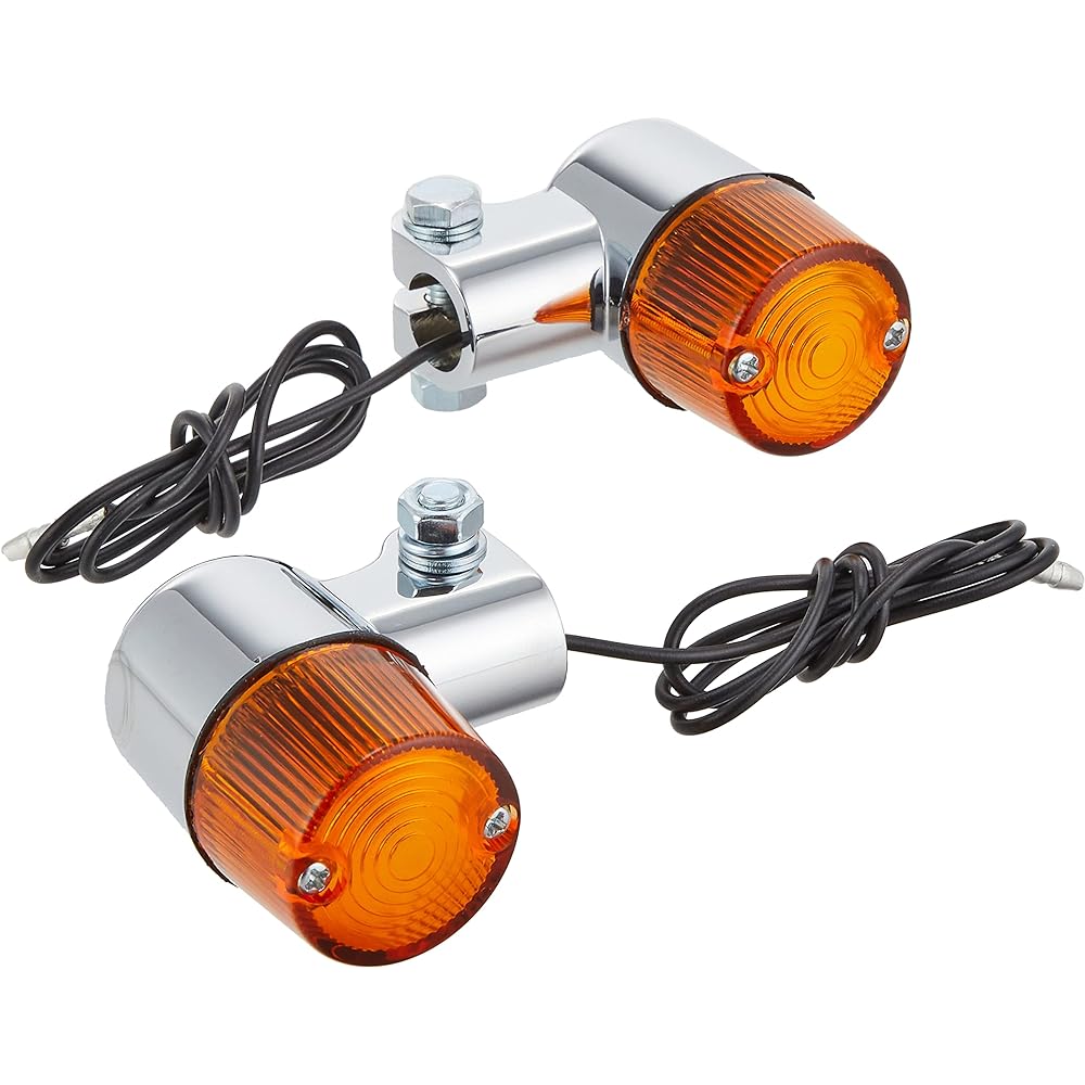 KITACO Round Mini Turn Signal Set for Single Ball General Purpose Plated/Orange 800-5001606