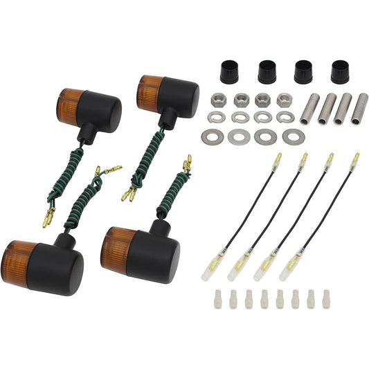 POSH Motorcycle Supplies Turn Signal Classic 71 Type Vehicle Specific Set SR400/FI('85~~) ・SR500('85~~'98) Black Body/Orange Lens 010091-56~