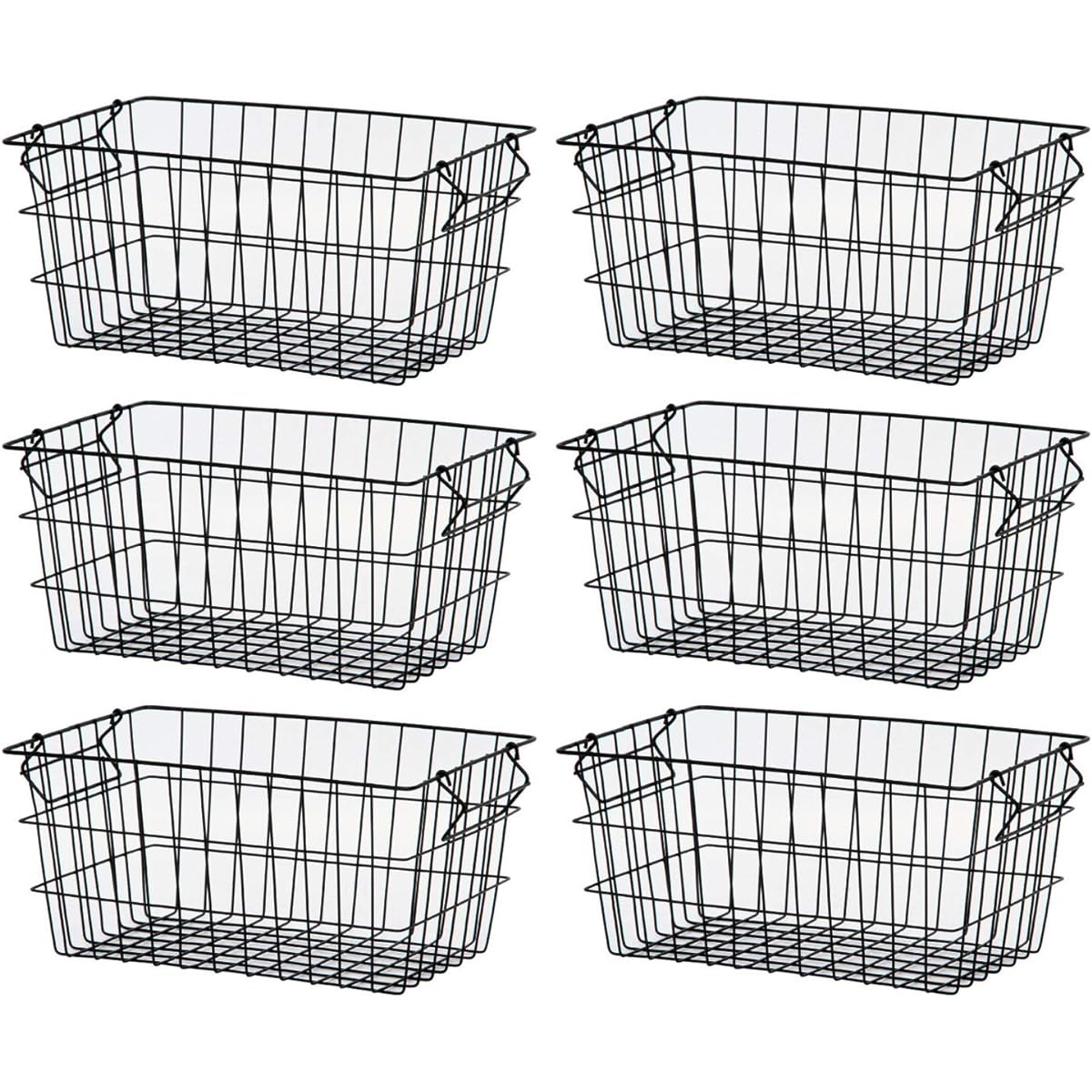 Fujiboeki Basket Wire Basket Stack A Black Width 37 x Depth 26cm Set of 6 14226