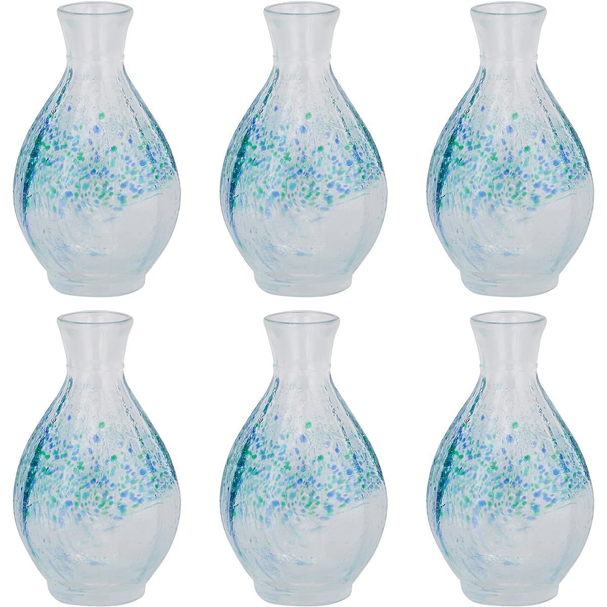 Adelia Shonai Craft Sake Bottle Large 150ml Flower Spell Set of 6 Crystal Glass Made in Japan F-70081