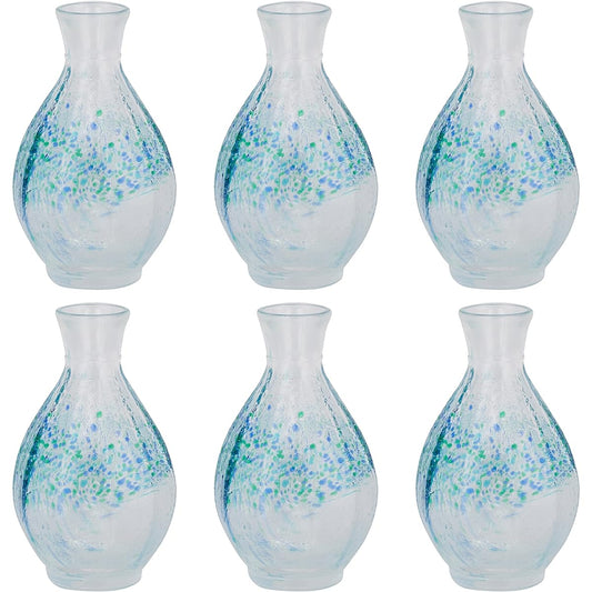 Adelia Shonai Craft Sake Bottle Large 150ml Flower Spell Set of 6 Crystal Glass Made in Japan F-70081
