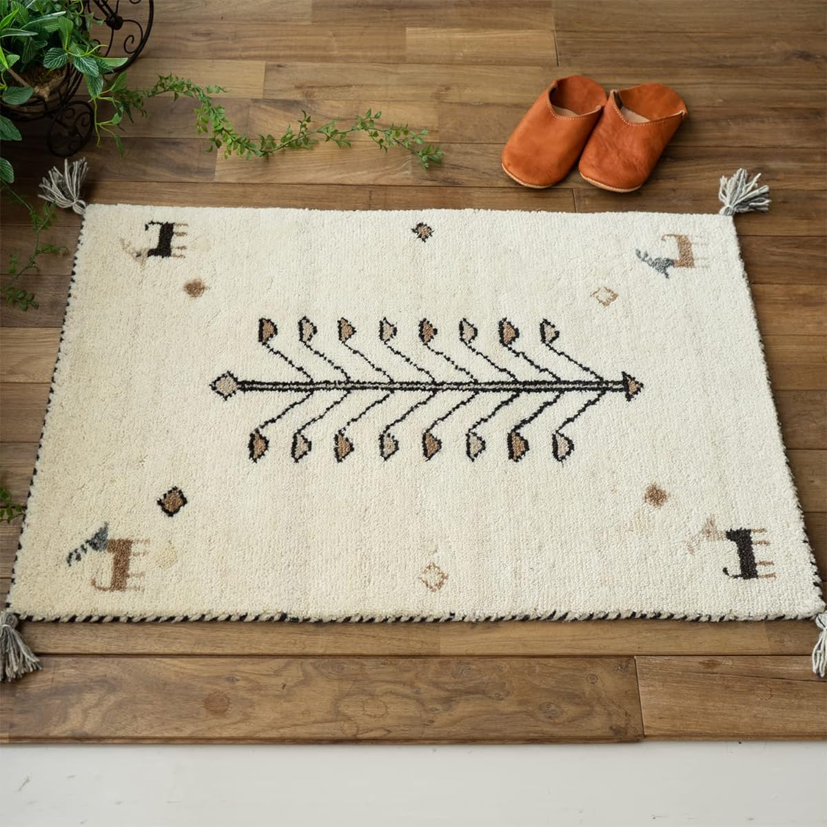 Sayang Sayan Hand Woven Doormat Tree Undyed Gabbeh Gabbeh HG925 45x75 Wool